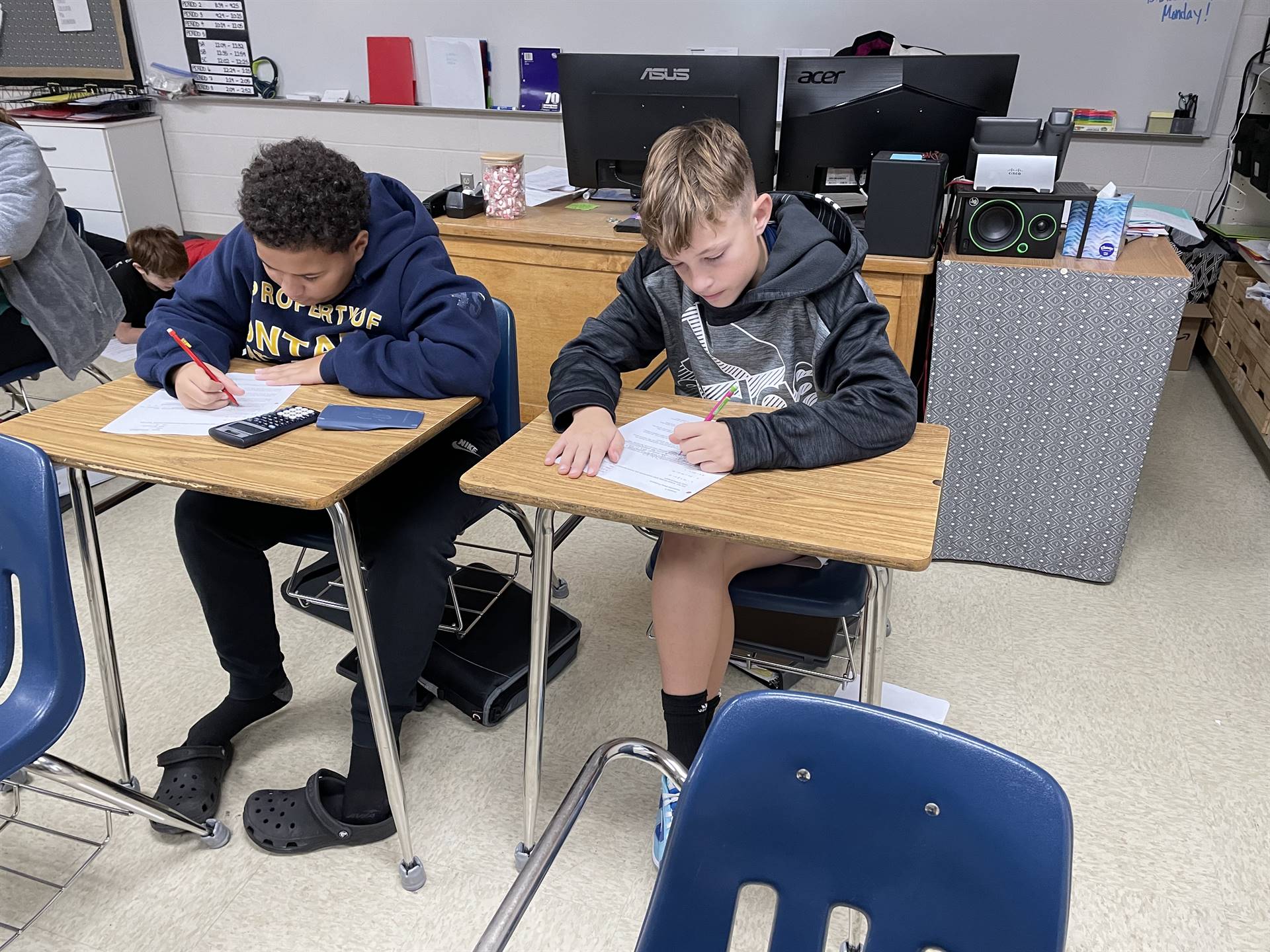students working on math problems