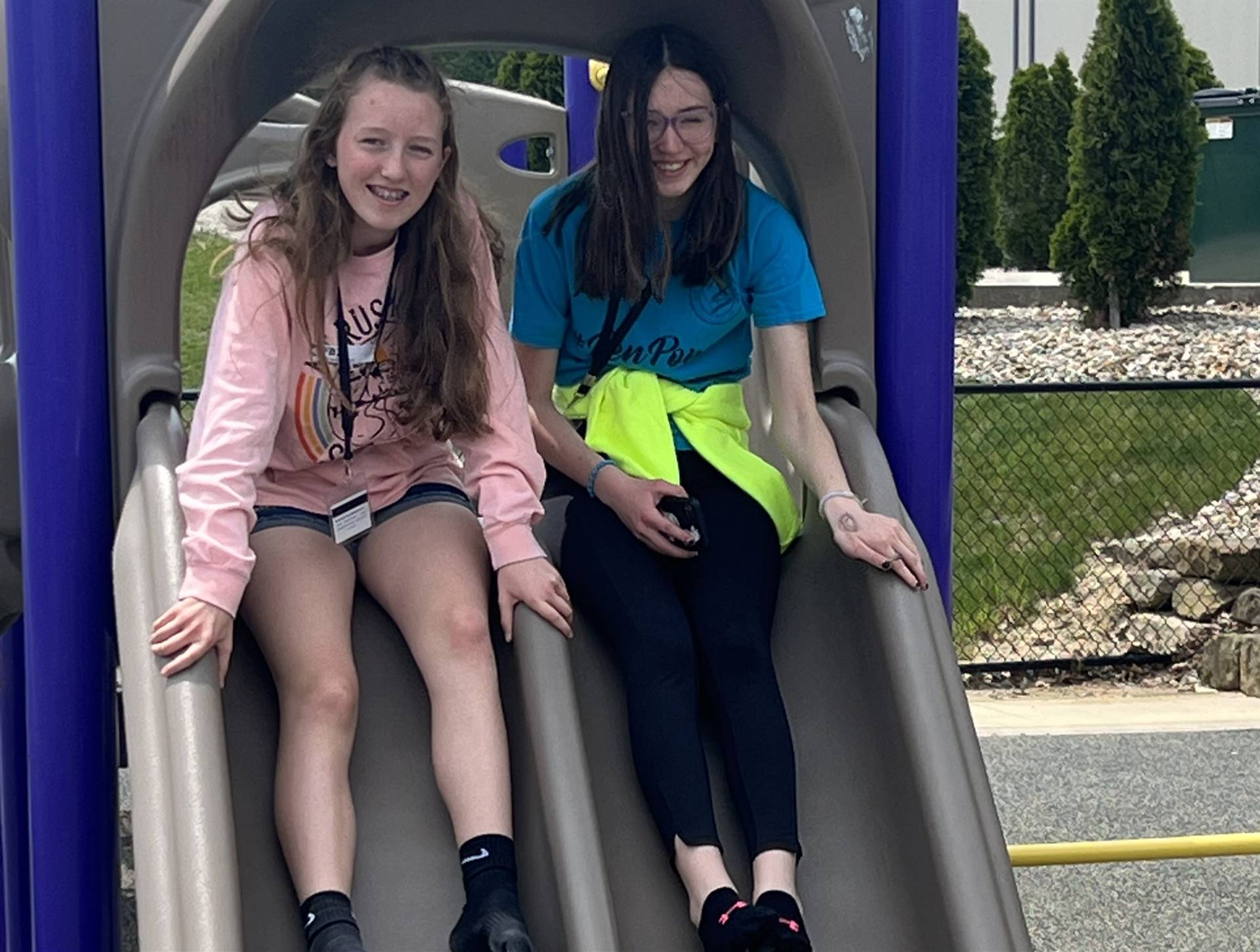 girls on slide