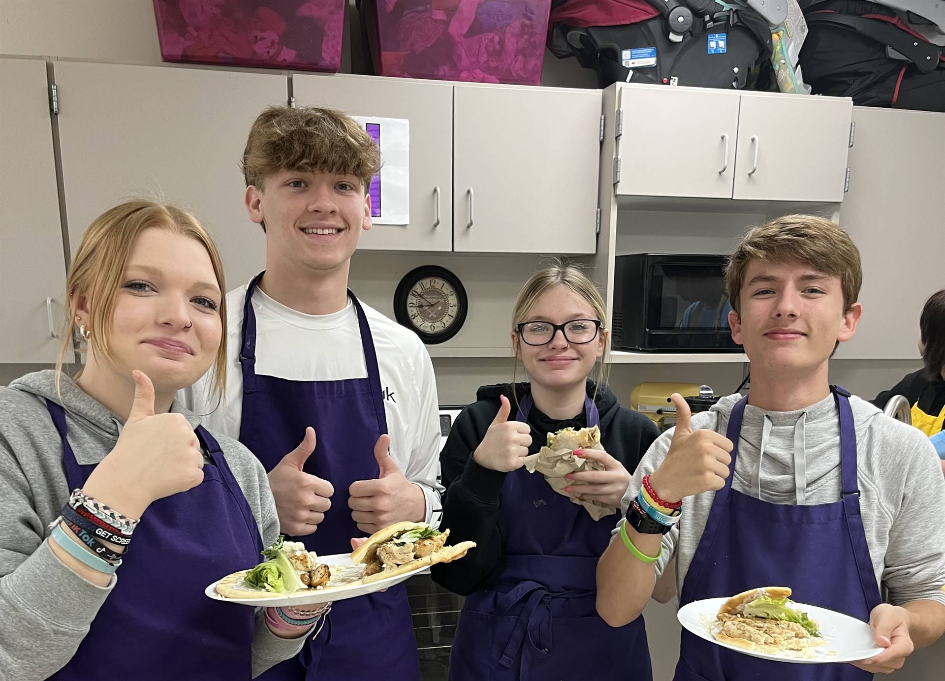 students with food