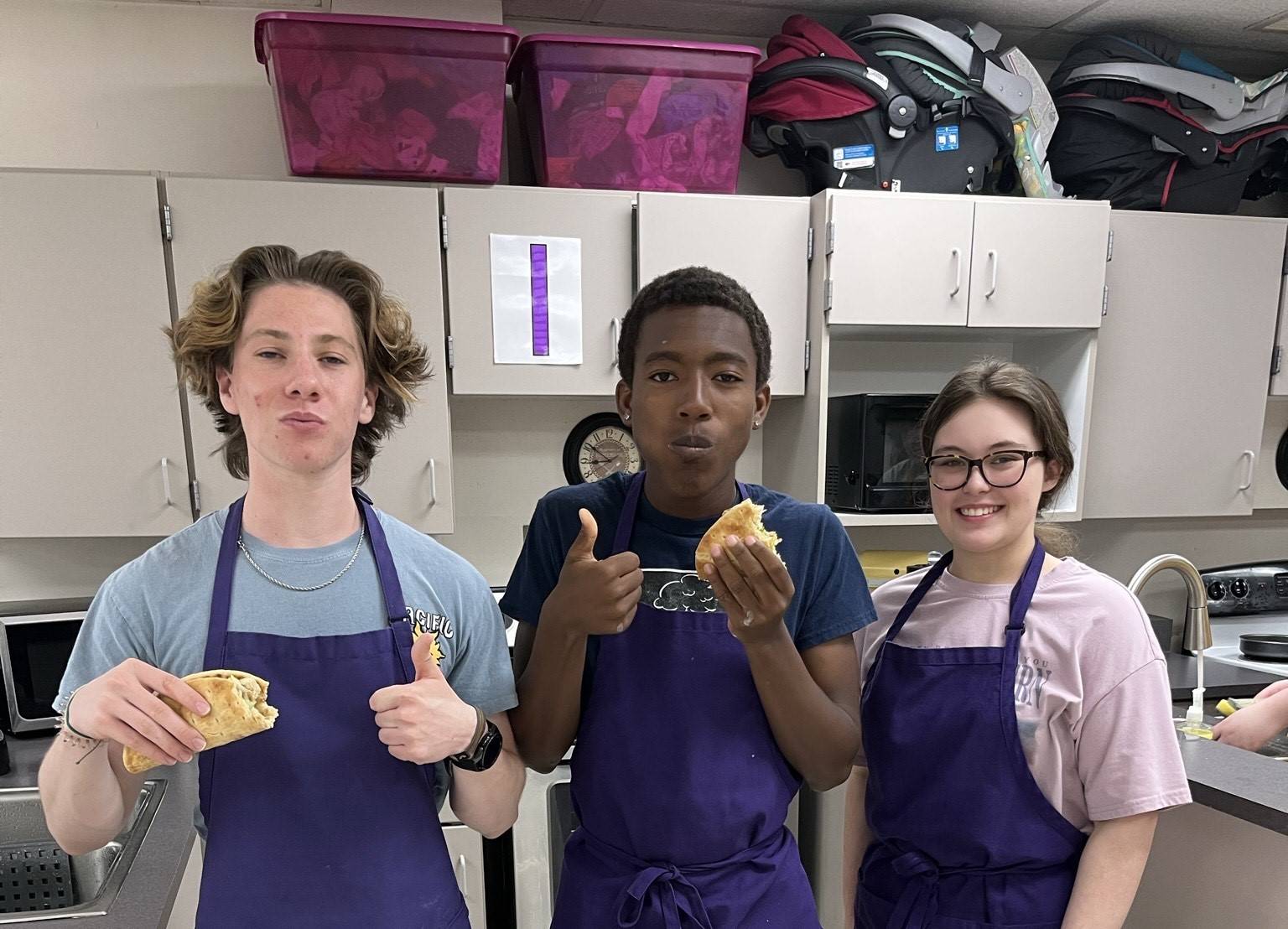 students with food