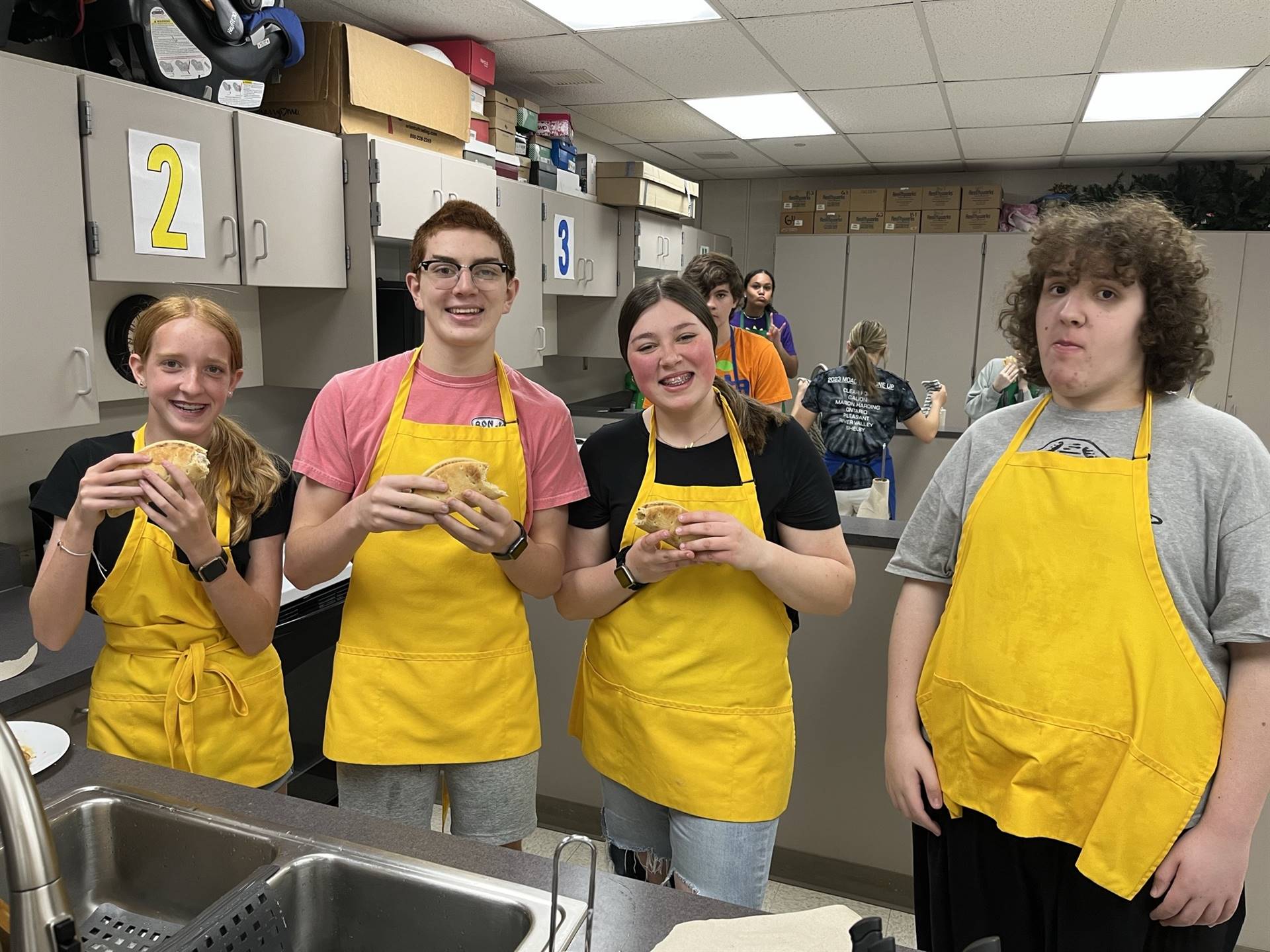 students with food